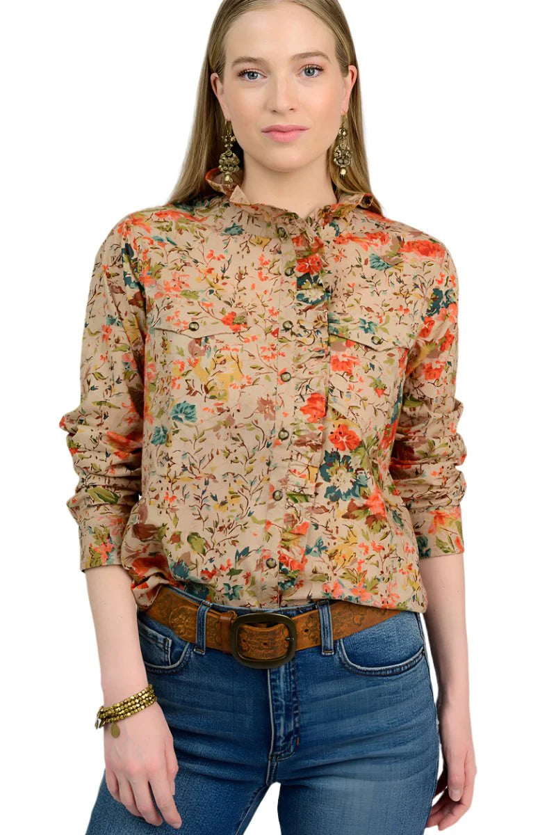 Eyelet Floral Snap Shirt