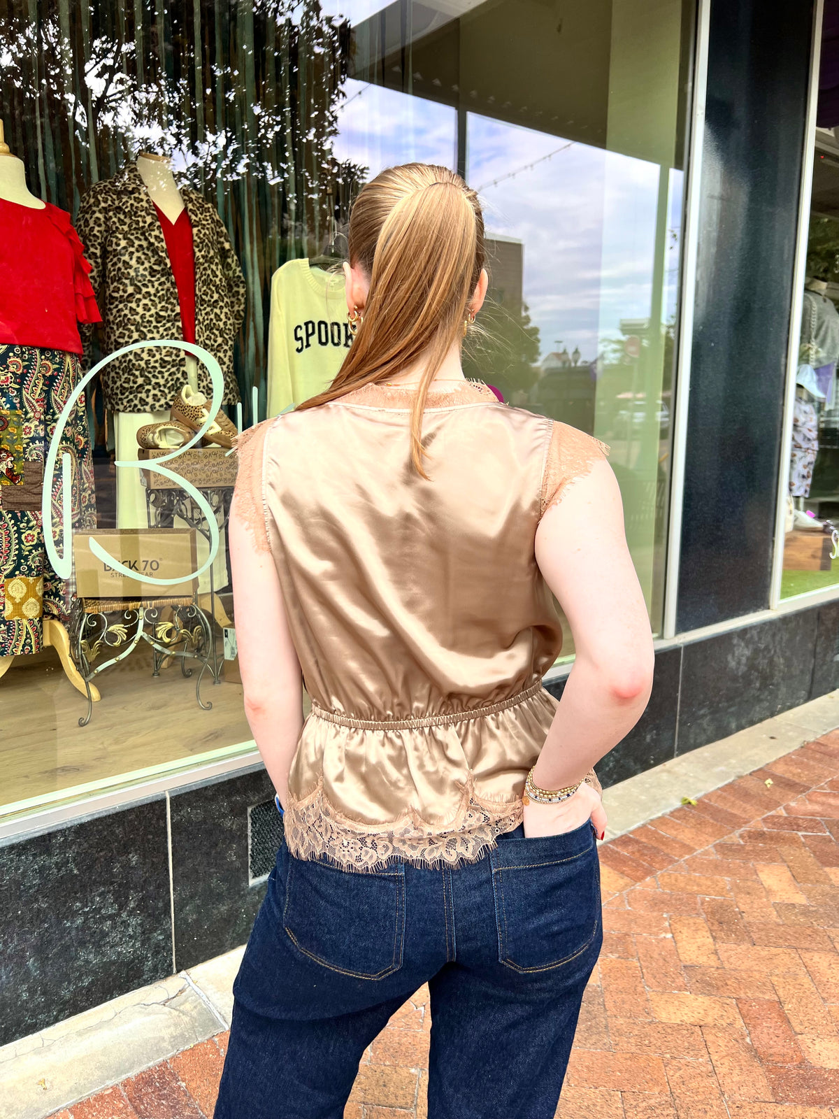 Lace Detail V-Neck Blouse
