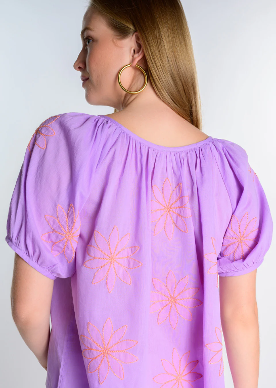 Embroidered Star Flower Top