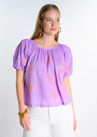 Embroidered Star Flower Top