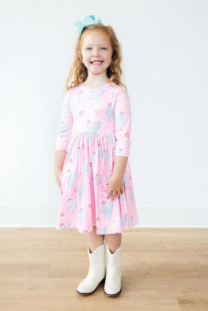 3/4 Sleeve Pocket Twirl Dress
