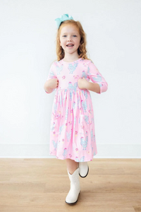 3/4 Sleeve Pocket Twirl Dress