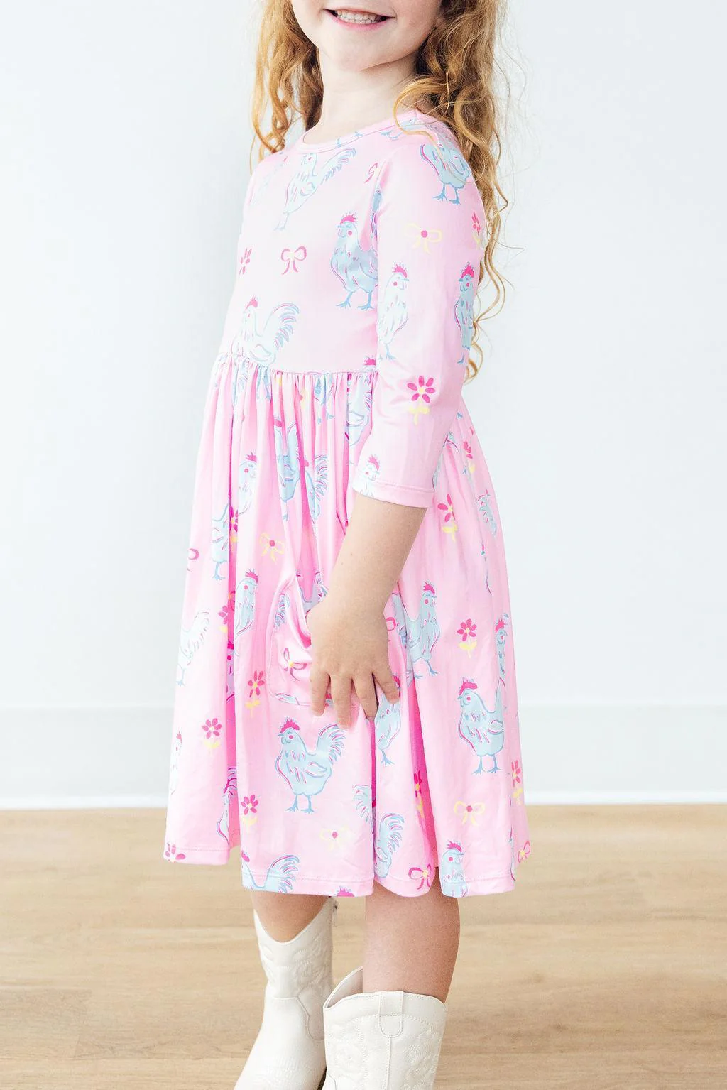 3/4 Sleeve Pocket Twirl Dress