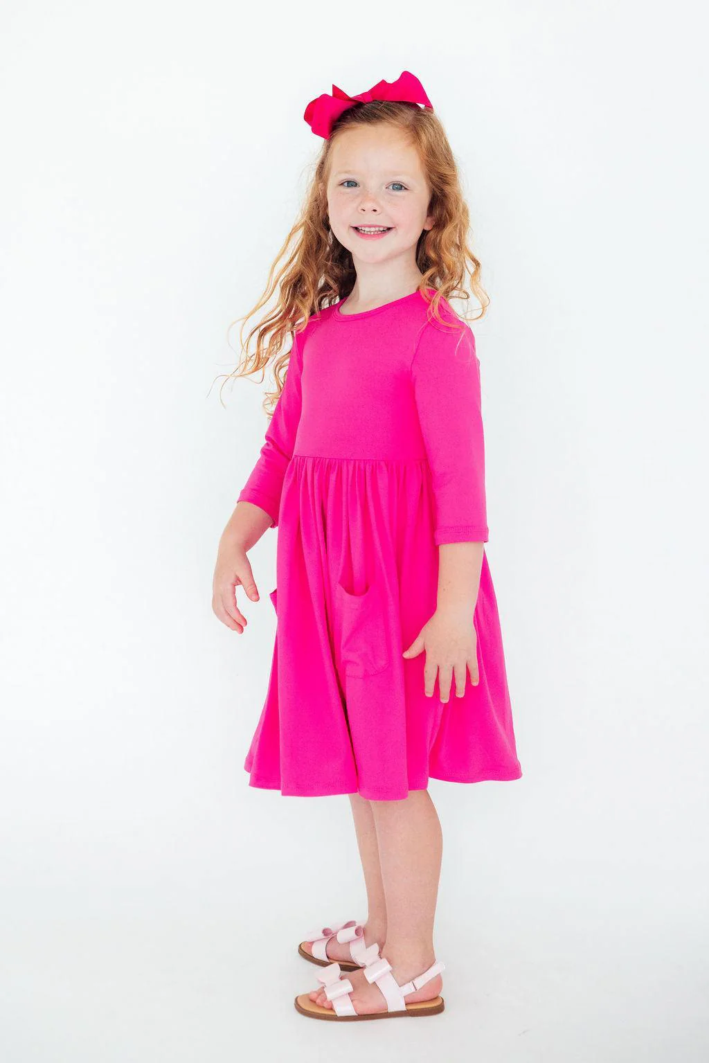 3/4 Sleeve Pocket Twirl Dress