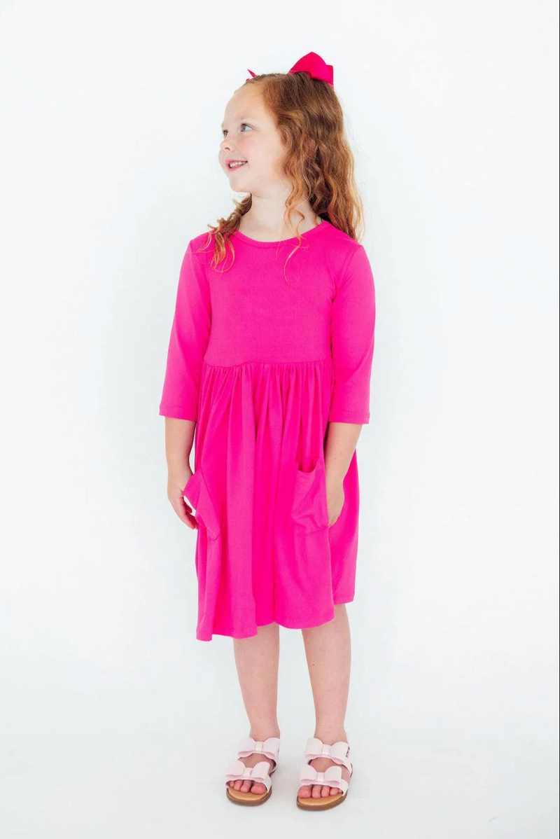 3/4 Sleeve Pocket Twirl Dress