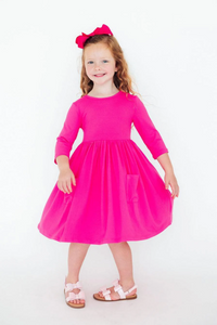 3/4 Sleeve Pocket Twirl Dress