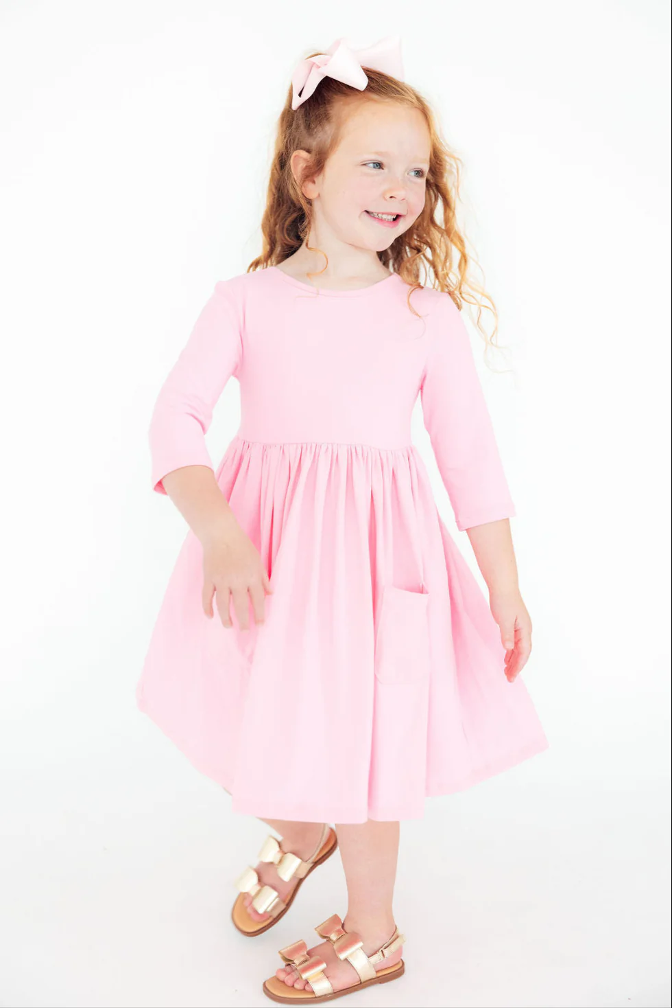 3/4 Sleeve Pocket Twirl Dress