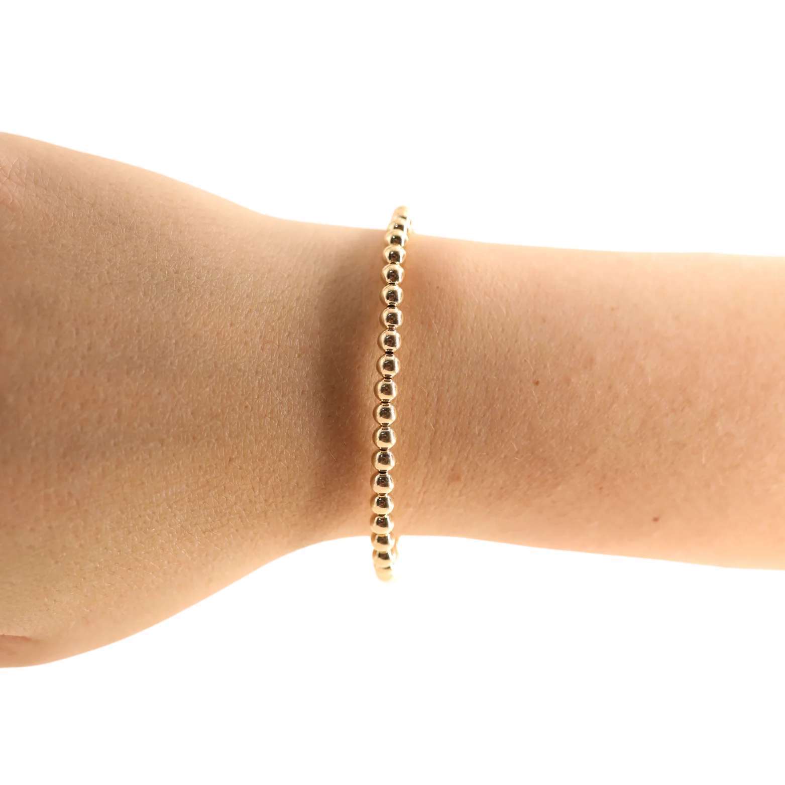 4MM Gold Beaded Bracelet Extended