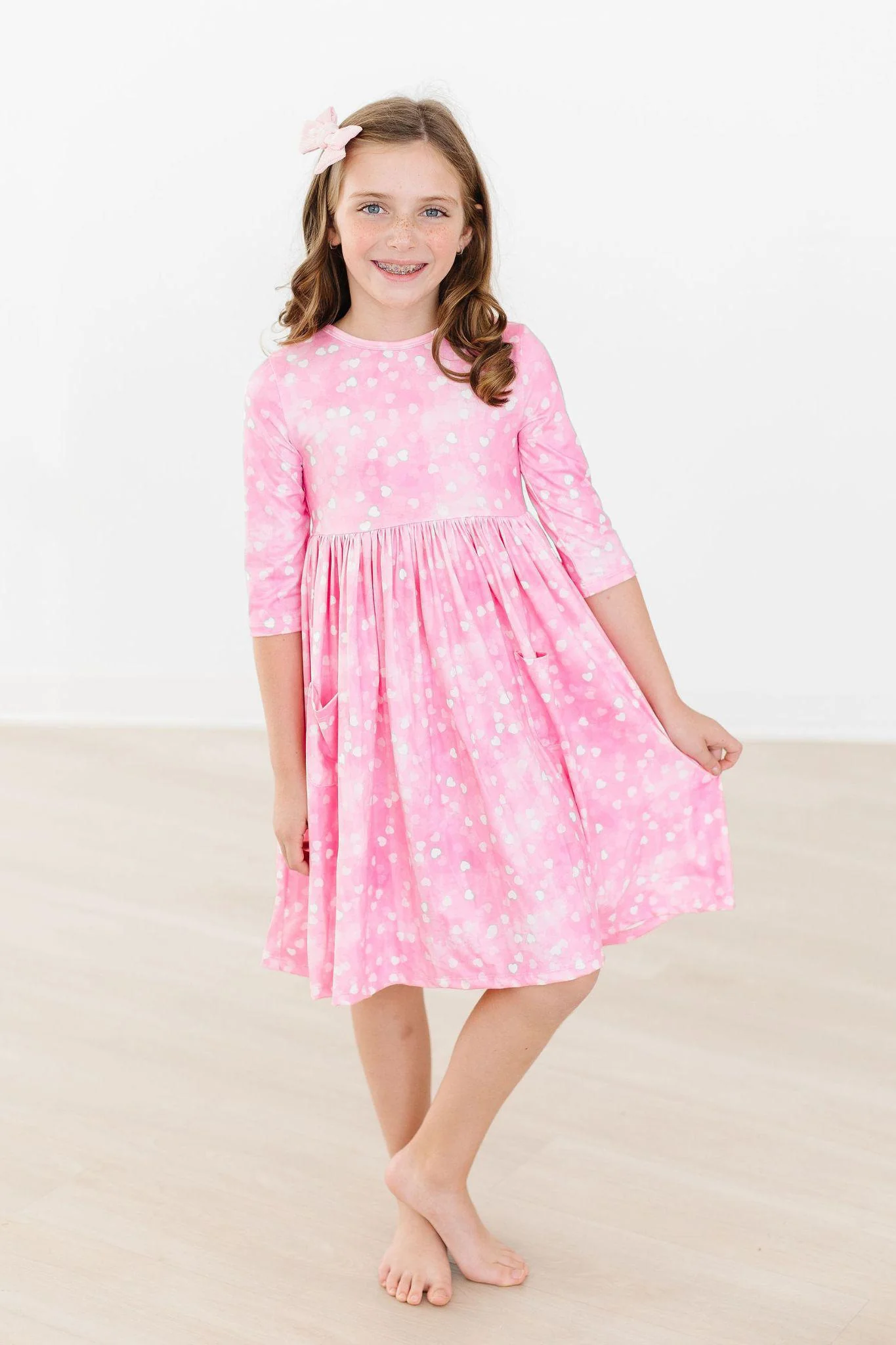 3/4 Sleeve Pocket Twirl Dress