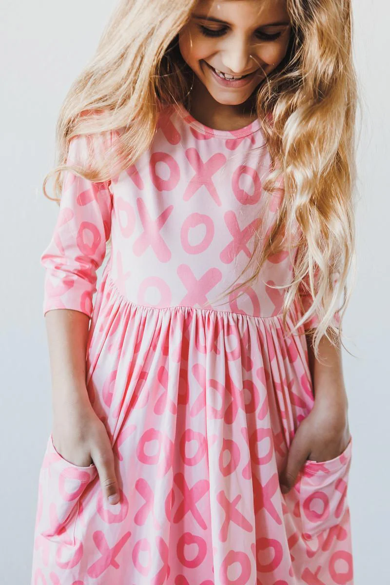 3/4 Sleeve Pocket Twirl Dress