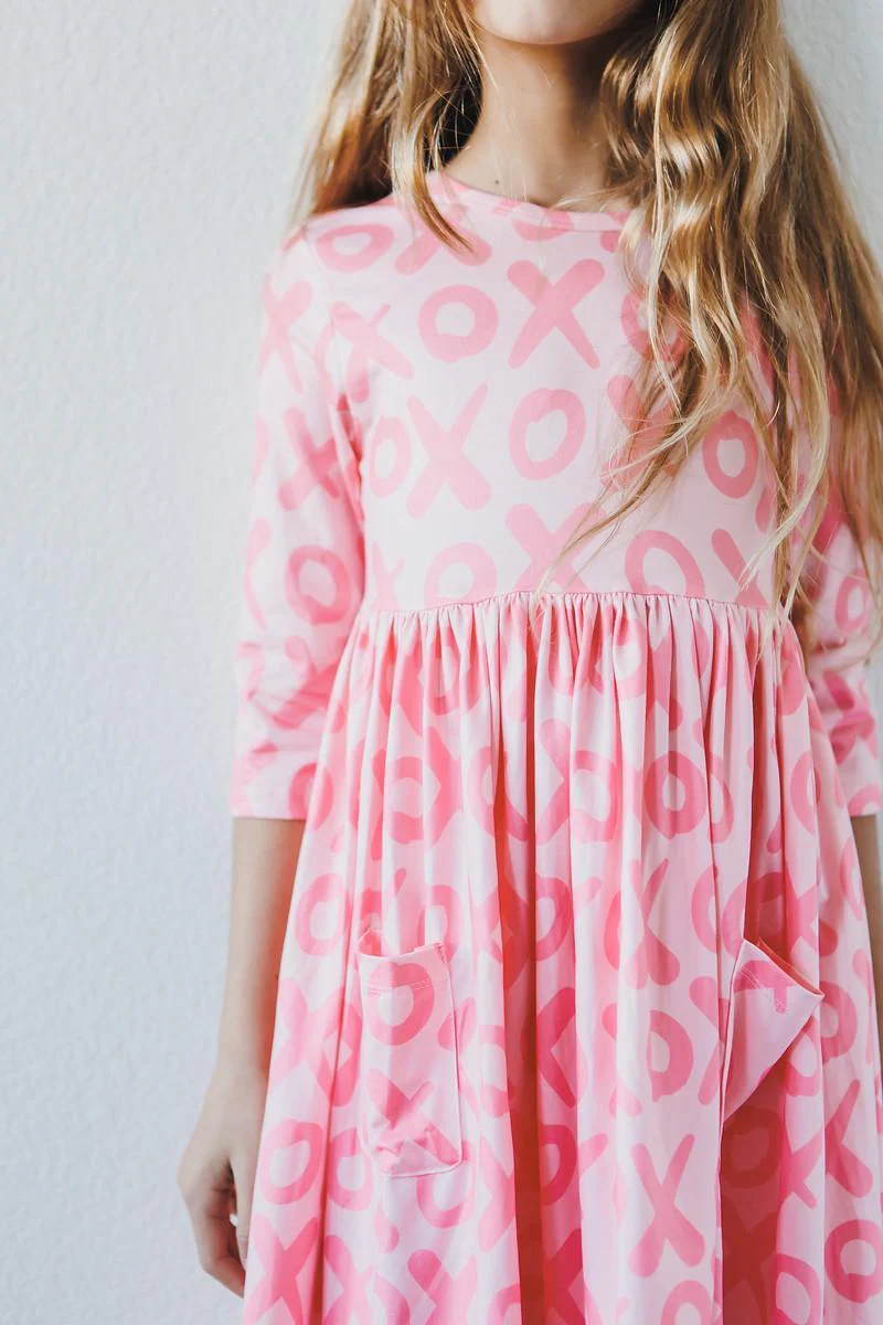 3/4 Sleeve Pocket Twirl Dress