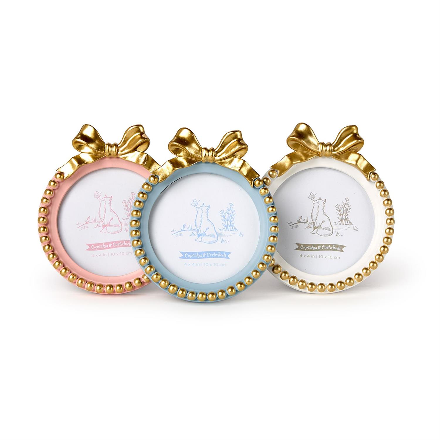 Golden Bow Round Photo Frame