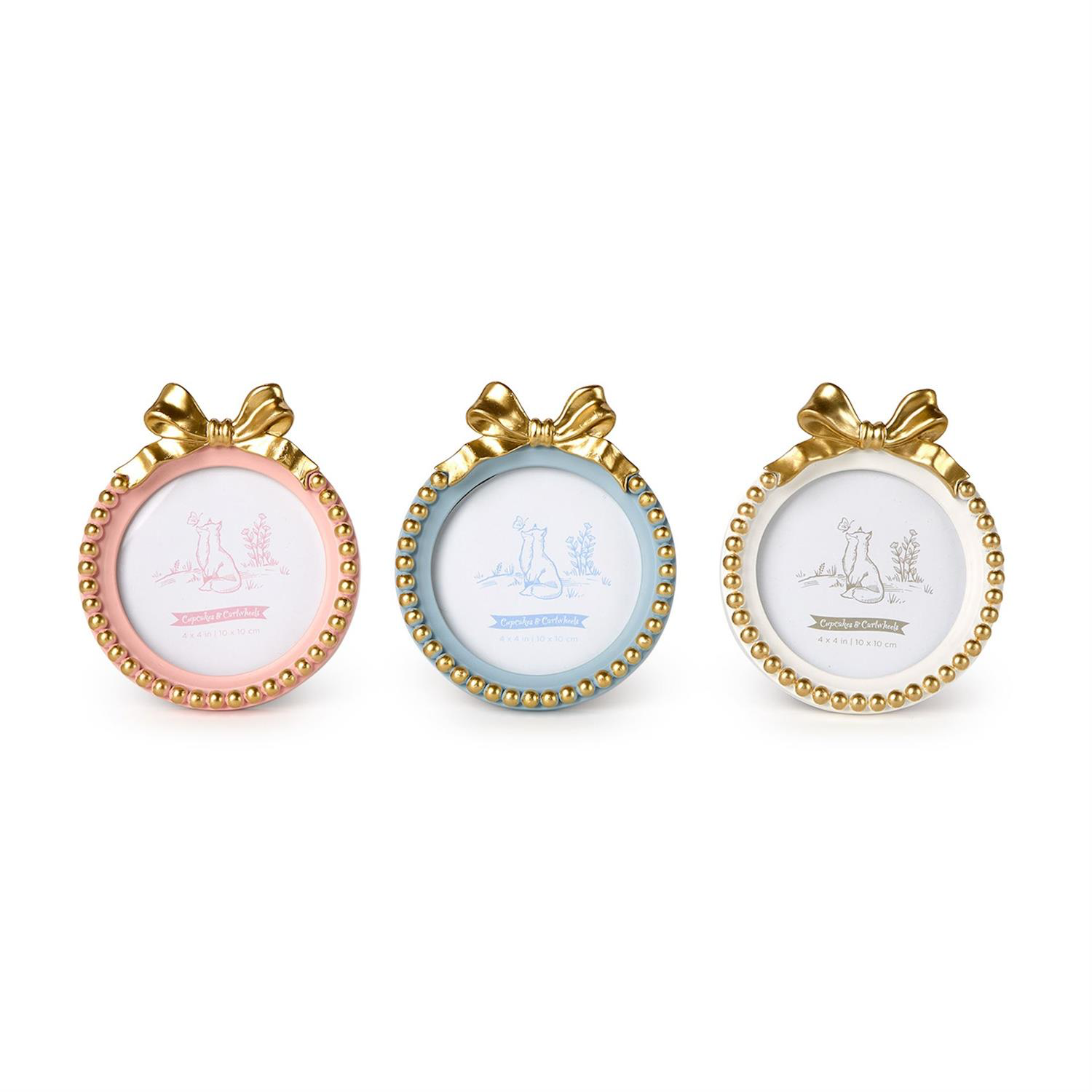 Golden Bow Round Photo Frame
