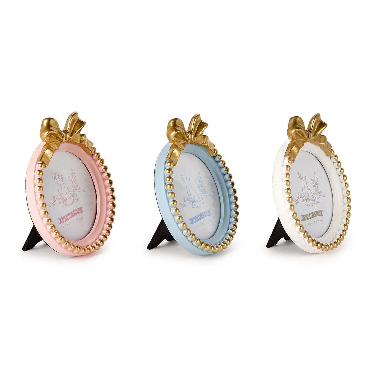 Golden Bow Round Photo Frame