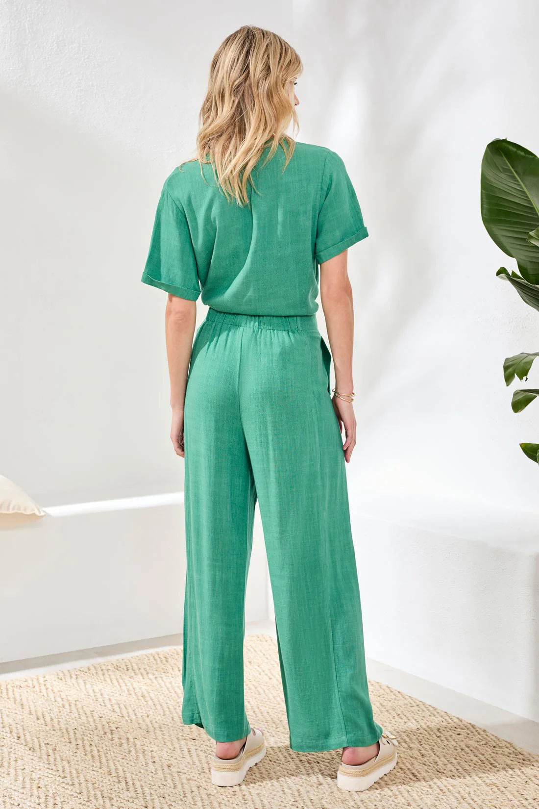 Linen Wide Leg Ankle Pant