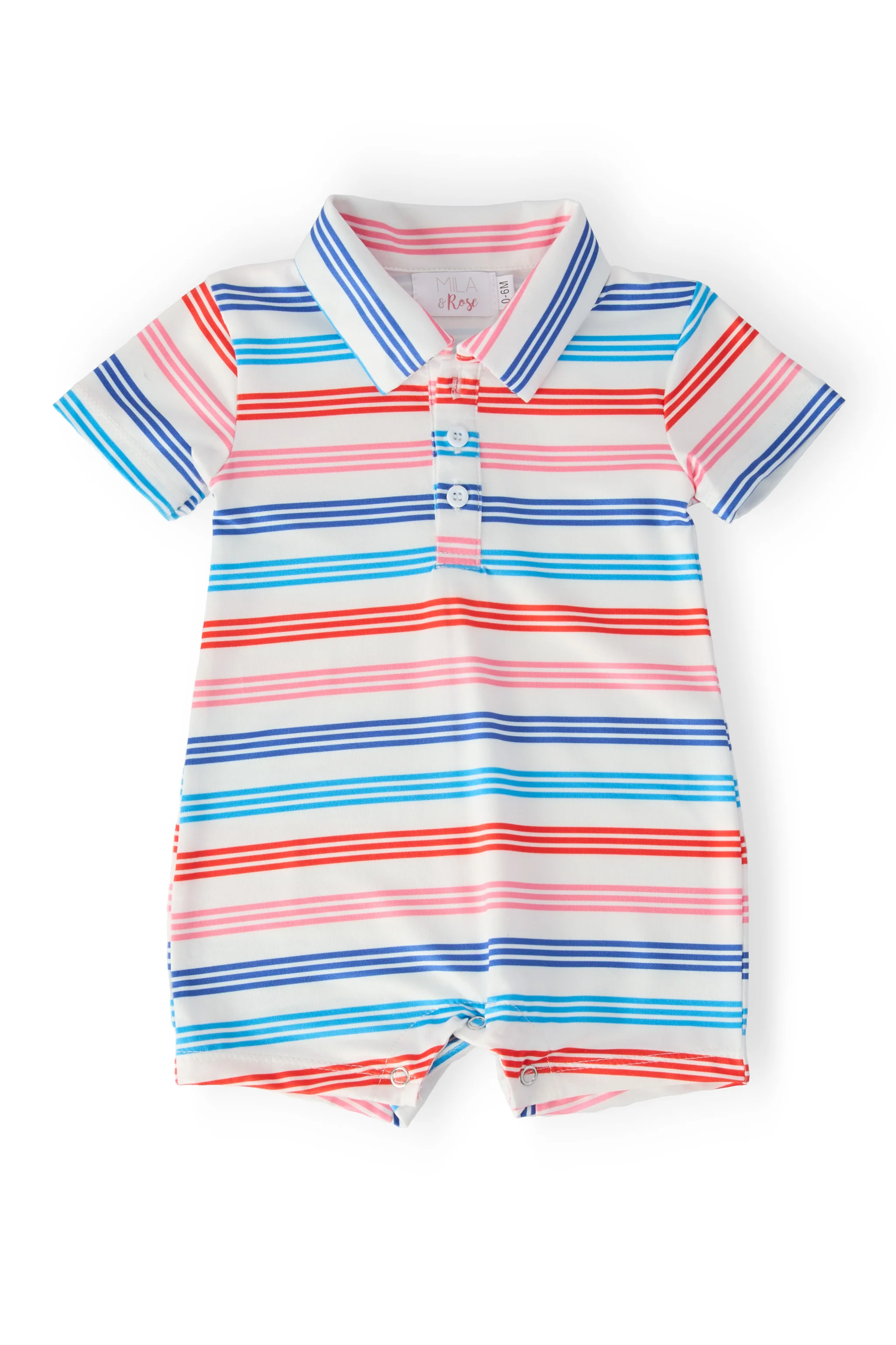 Red, White & Stripe Polo Shorty