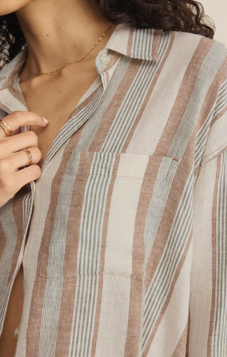 The Perfect Striped Linen Button Up