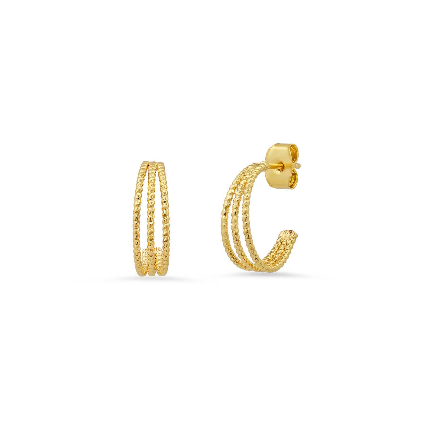 Dainty Triple Huggie Hoop Earrings