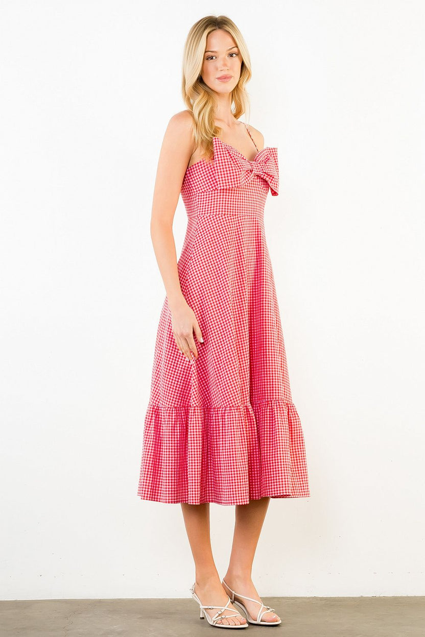 Gingham Bow Midi Dress