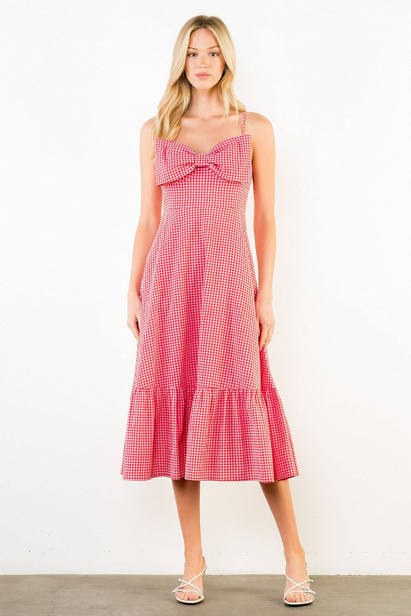 Gingham Bow Midi Dress