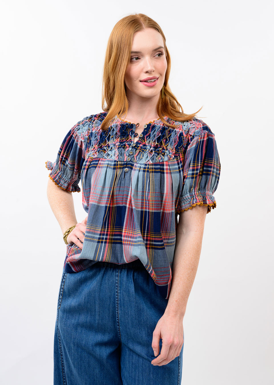Smocked Neck Top