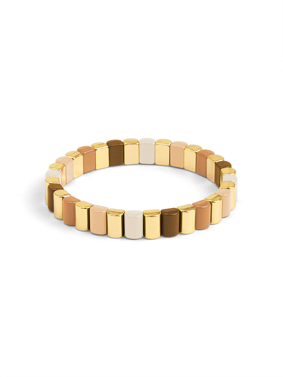 Noemi Enamel Stripe Bracelet- Beige