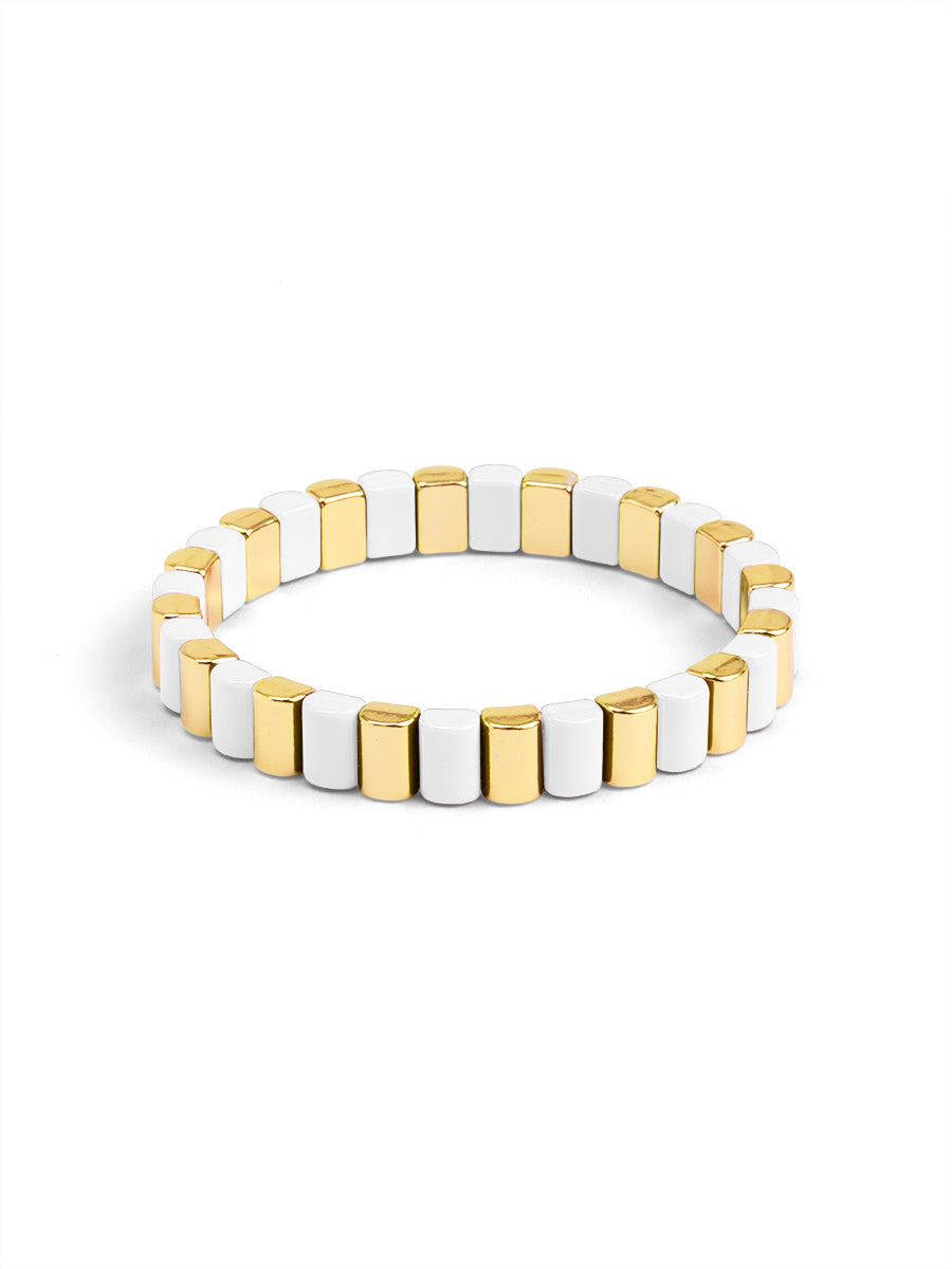 Noemi Enamel Stripe Bracelet- White