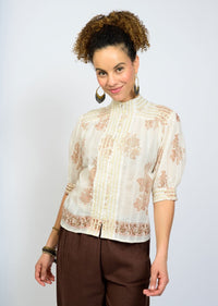 Metallic Trim Paisley Top