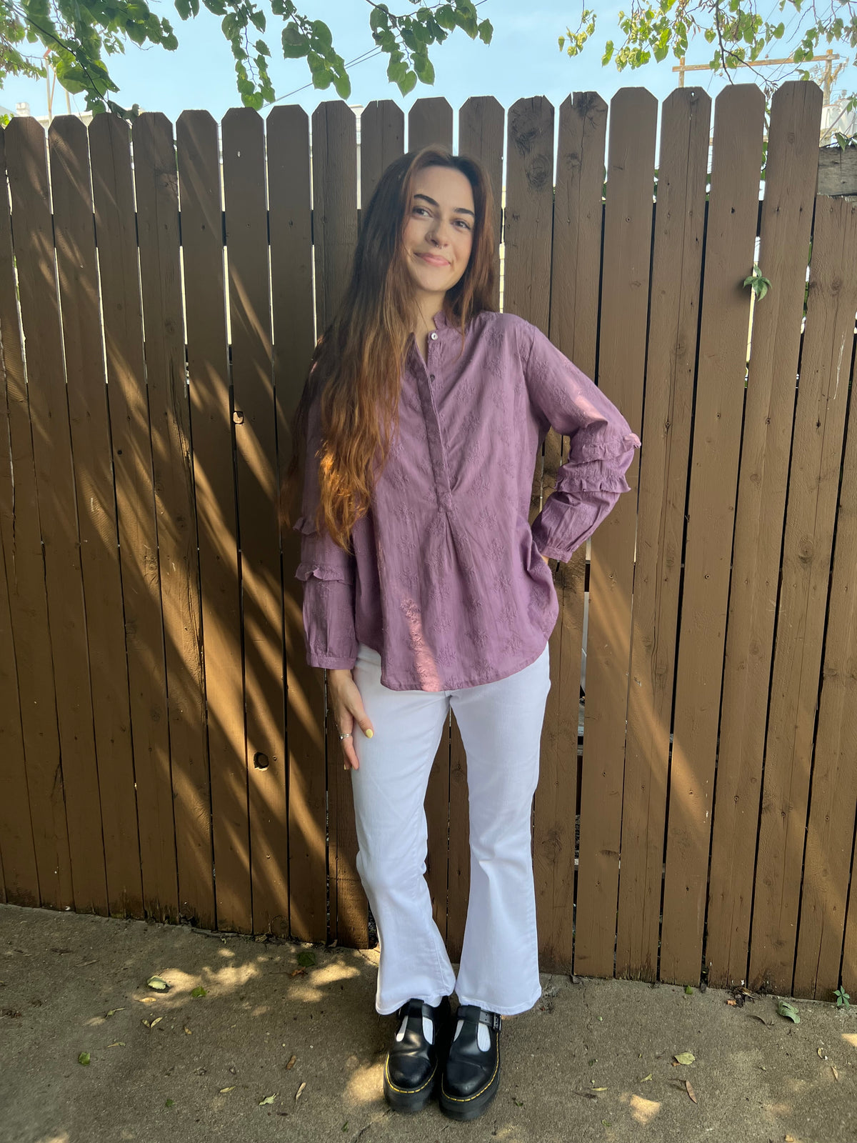 Eyelet Popover Shirt