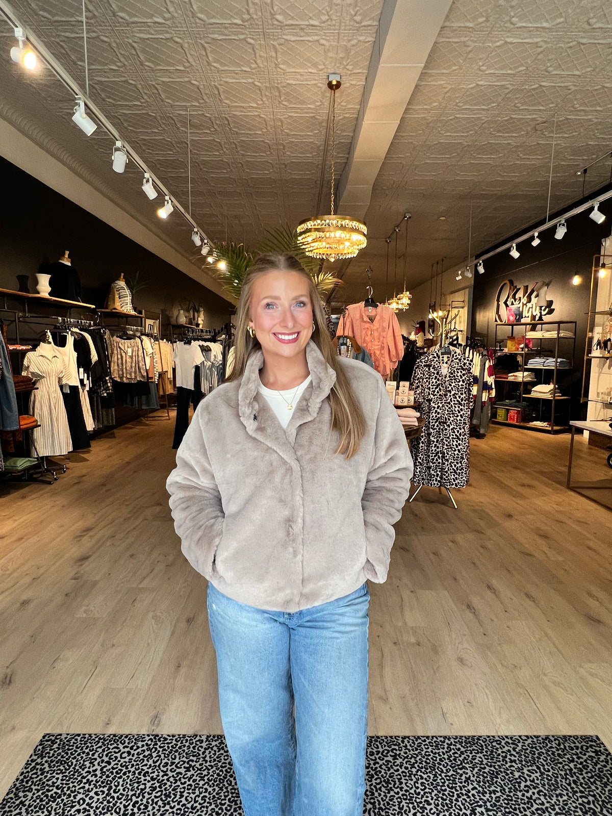 Ryan Mock Neck Faux Fur Jacket