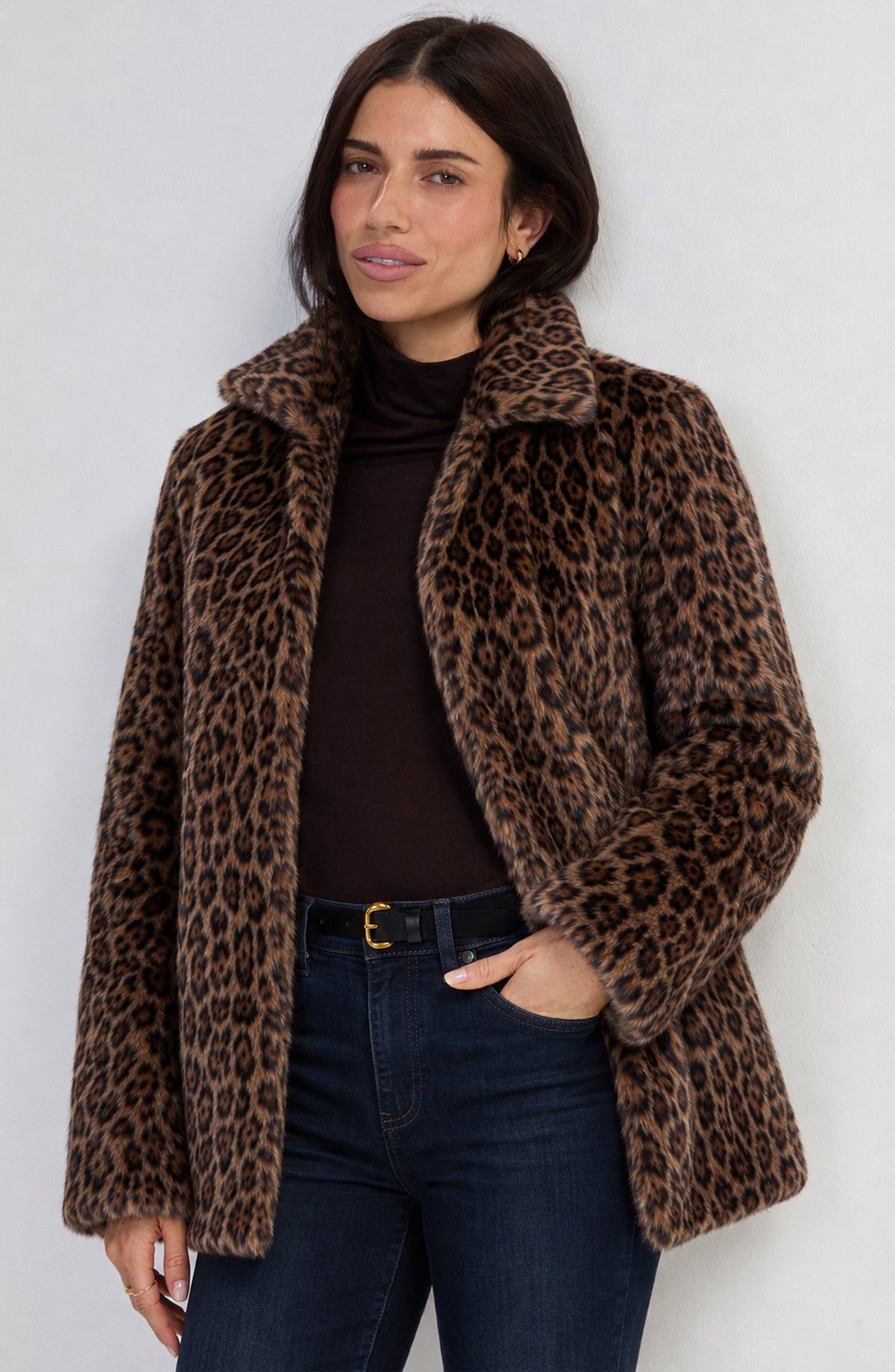 Collared Faux Fur Coat