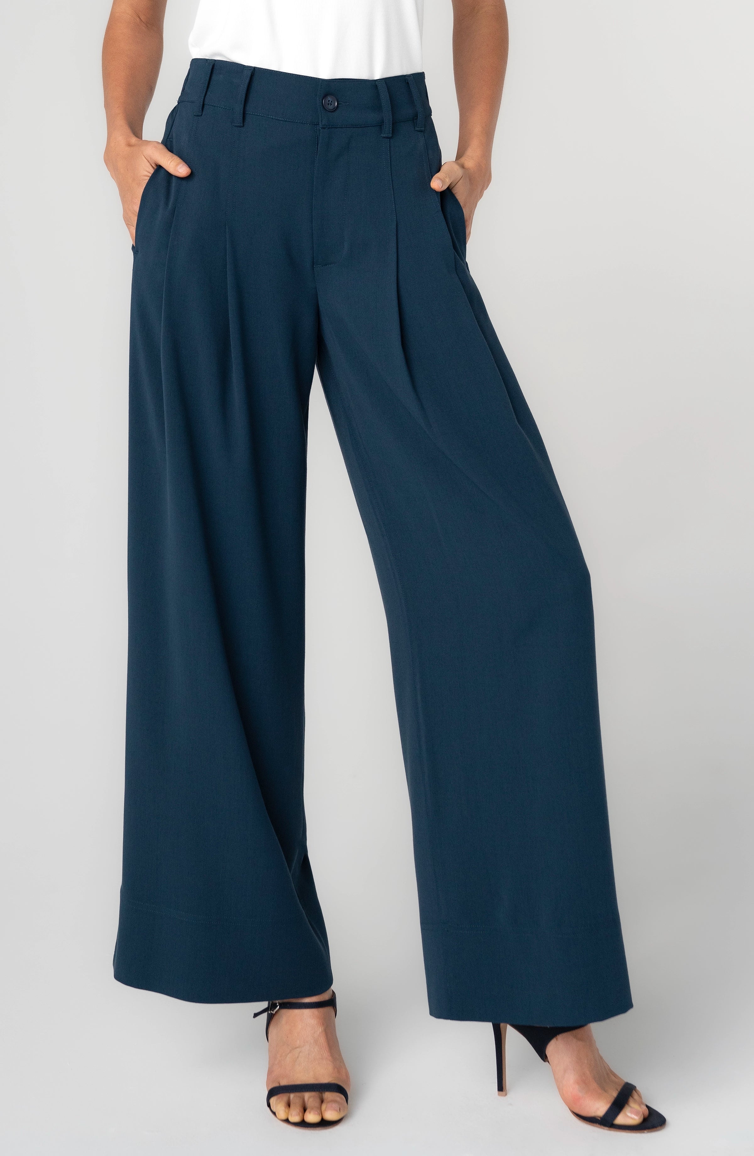 High Rise Pleated Wide Leg Trouser