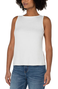 Sleeveless Boat Neck Knit Top