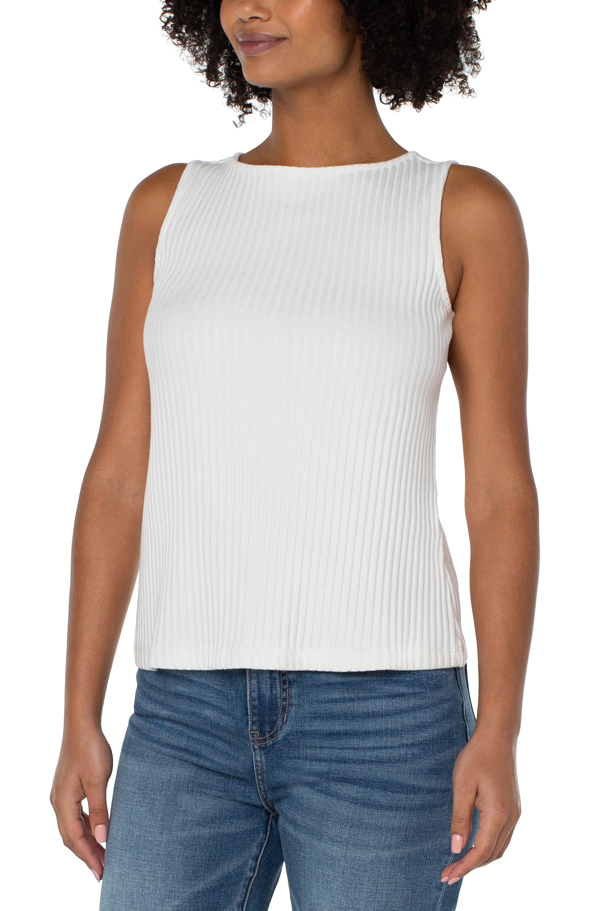 Sleeveless Boat Neck Knit Top