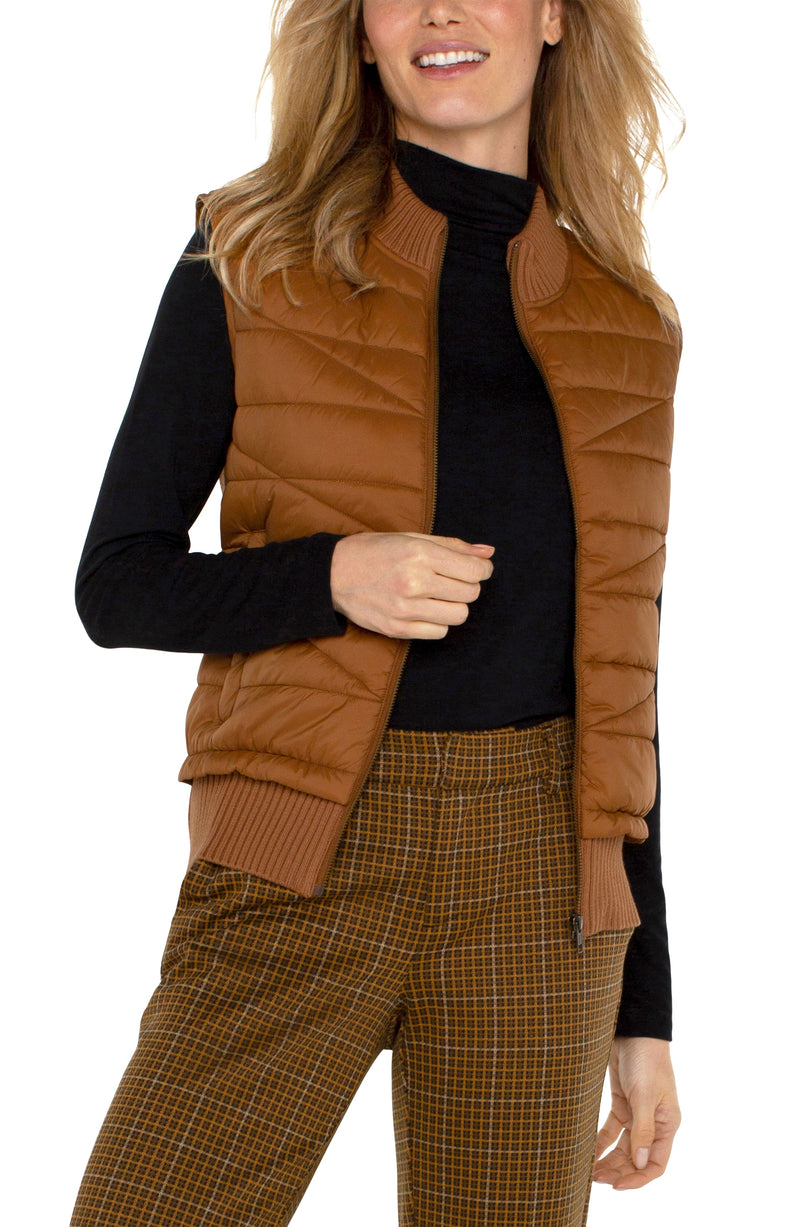 Sleeveless Quilted Front Zip Vest