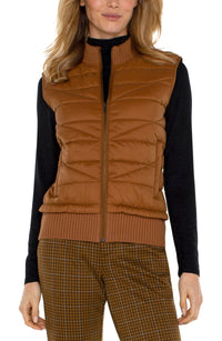 Sleeveless Quilted Front Zip Vest