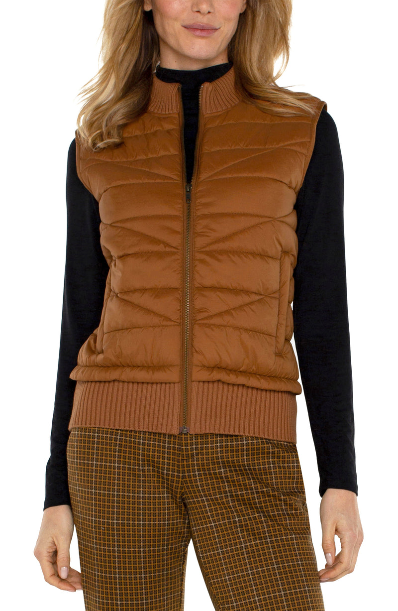 Sleeveless Quilted Front Zip Vest