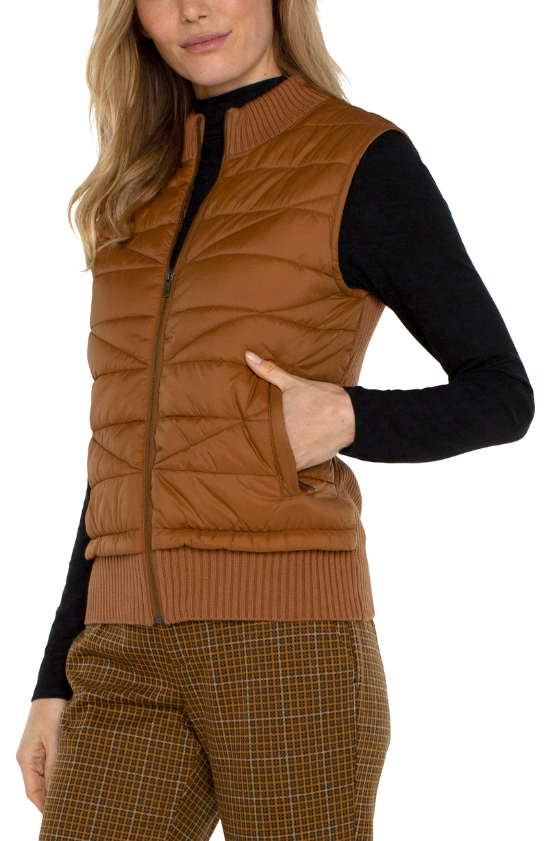 Sleeveless Quilted Front Zip Vest