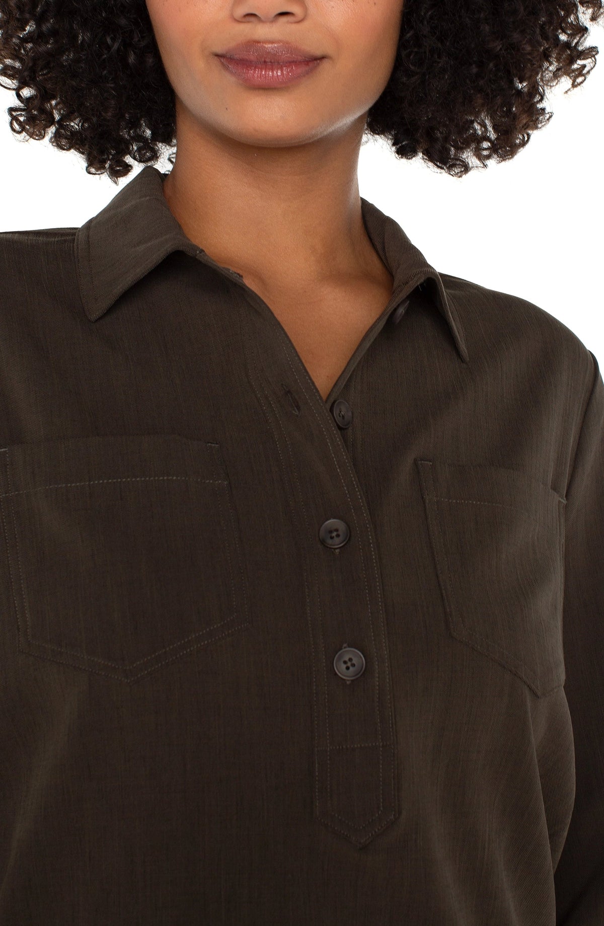 Popover Shirt With Elastic Waist