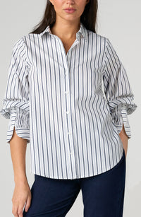 Adjustable Sleeve Button Front Top