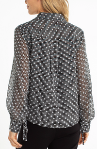 Long Sleeve Collared Woven Blouse
