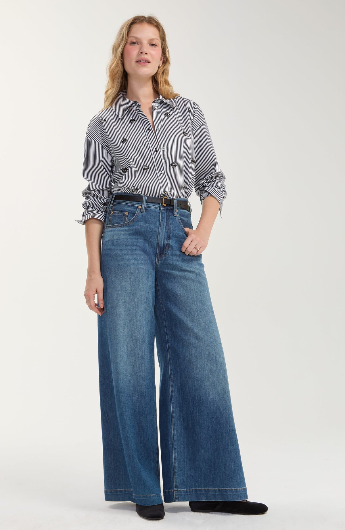 Long Sleeve Button Front Woven Shirt