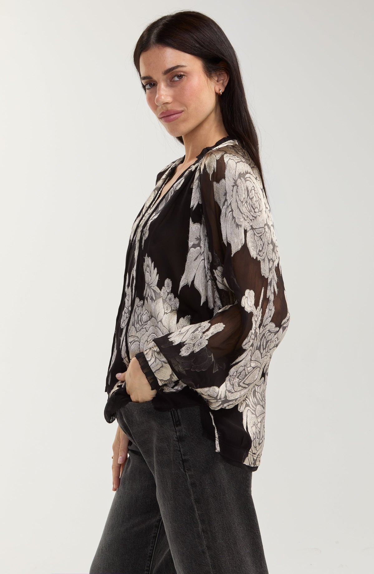 Long Sleeve Woven Top