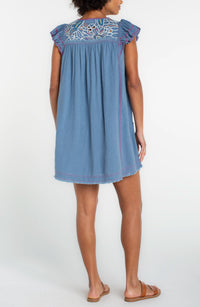 Flutter Sleeve V-neck Woven Dress