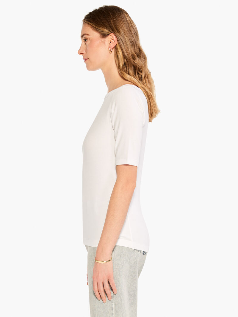 Perfect Knit Rib Elbow Sleeve Boatneck Tee