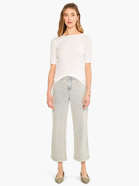 Perfect Knit Rib Elbow Sleeve Boatneck Tee