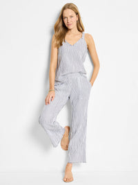 28" Pinstripe Gauze Wide Leg Pant