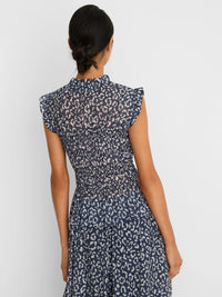 Leopard Sketch Smocked Top