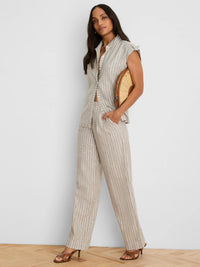 Lenox Wide Leg Striped Linen Pant