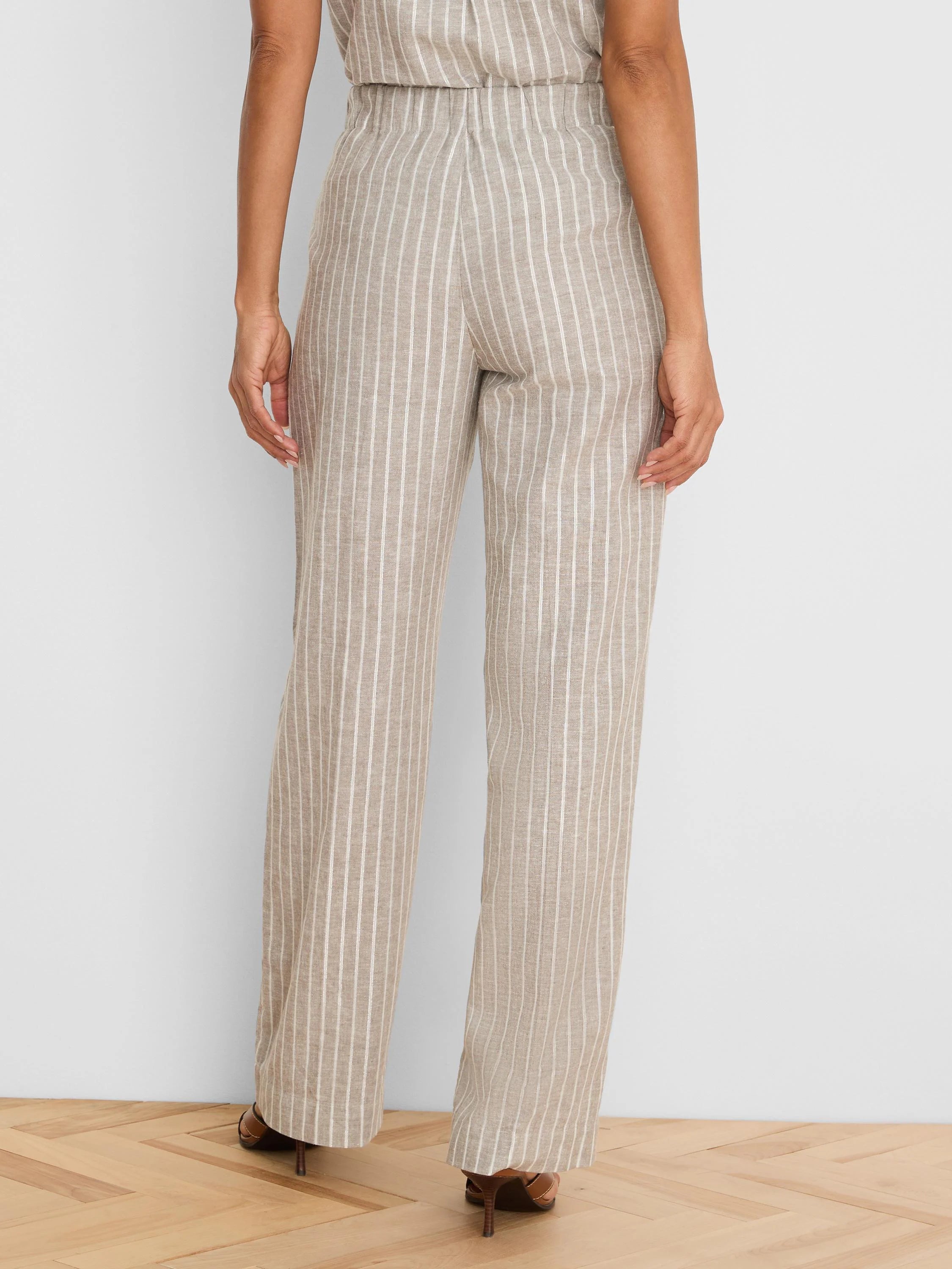 Lenox Wide Leg Striped Linen Pant